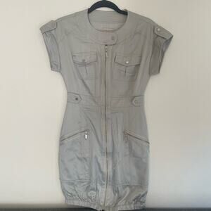 KAREN MILLEN Womens sz 4 silver dress metallic short sleeve summer festival
